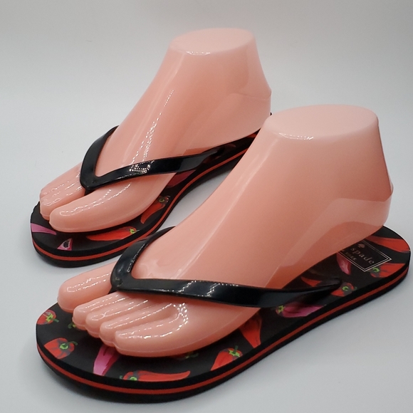 Kate Spade Chili Pepper Flip Flops size 5 / 6 - Picture 6 of 14